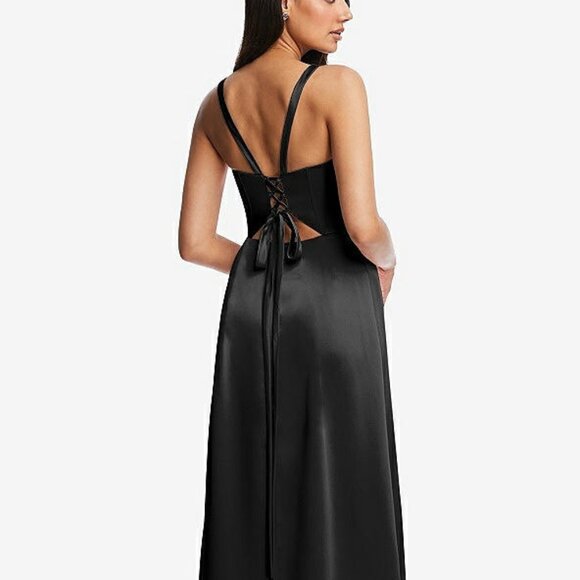 After Six 6874.....Lace Up Tie-Back Corset Maxi Dress....Black...Size 0 - Picture 3 of 7